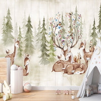 Thumbnail for Papier Peint Animaux <br/> Forêt Verte et Biche