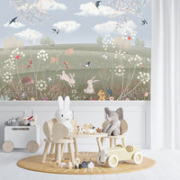 Thumbnail for Papier Peint Animaux <br/> Lapin et Pré fleuri