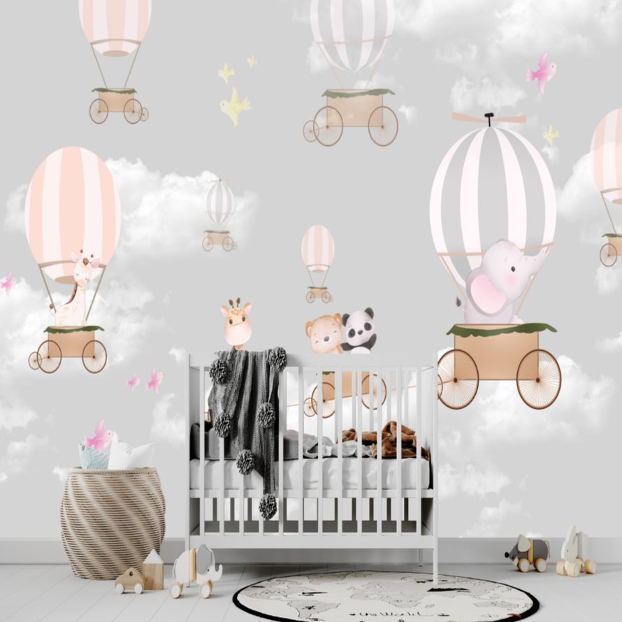 Papier Peint Classique Bébé <br/> Douceur Aérienne et Animaux