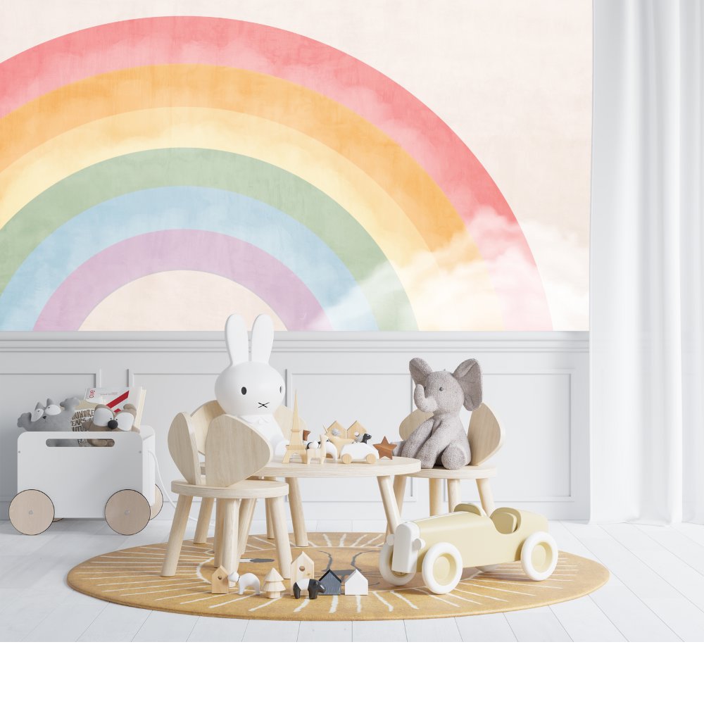 Papier Peint Classique Fille <br/> Douceur et Couleur Arc-en-ciel