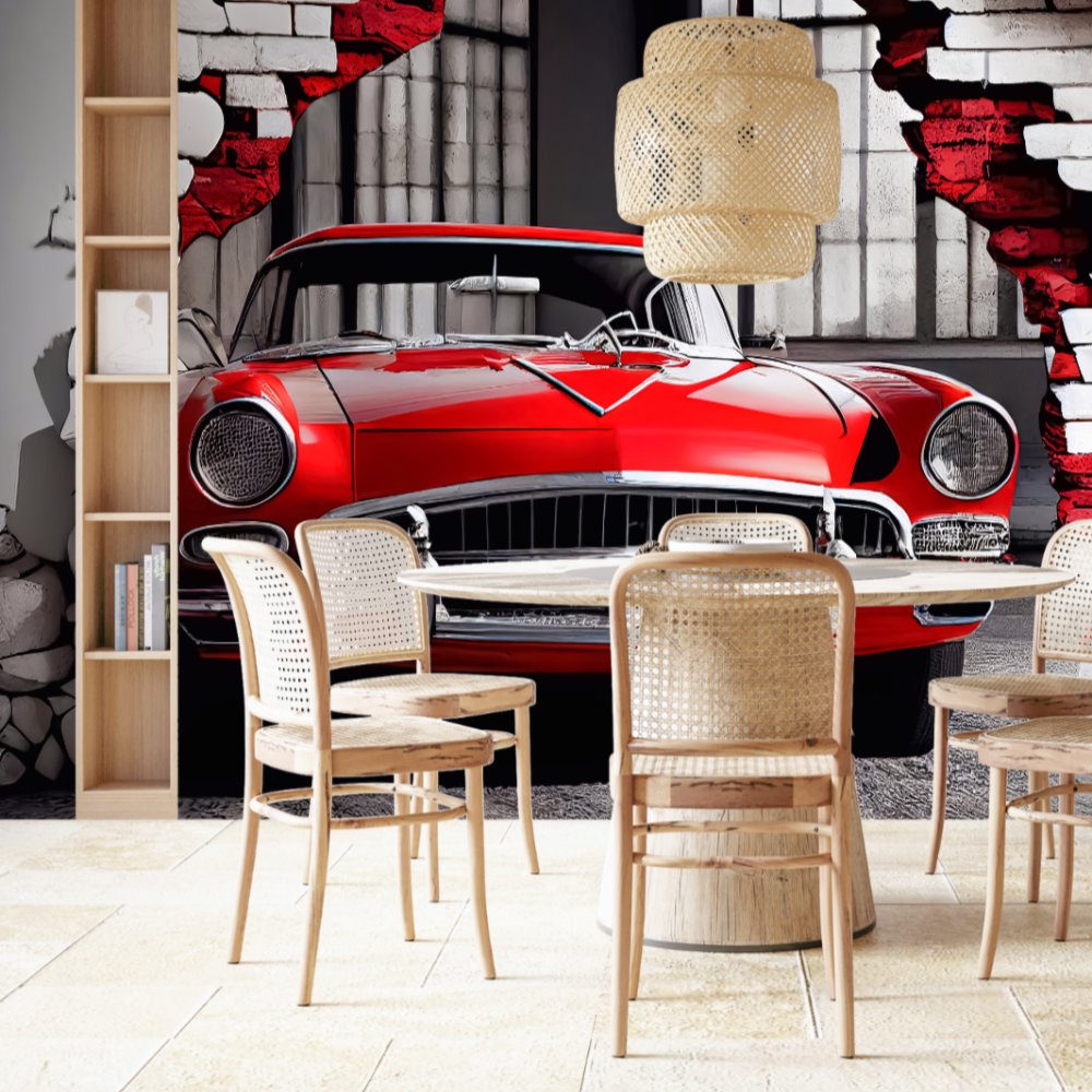 Papier Peint Voiture <br/> Panoramique Automobile Rouge