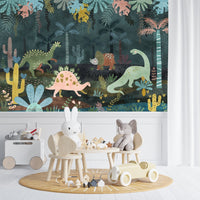 Thumbnail for Papier Peint Dinosaure <br/> Jungle Préhistorique Colorée