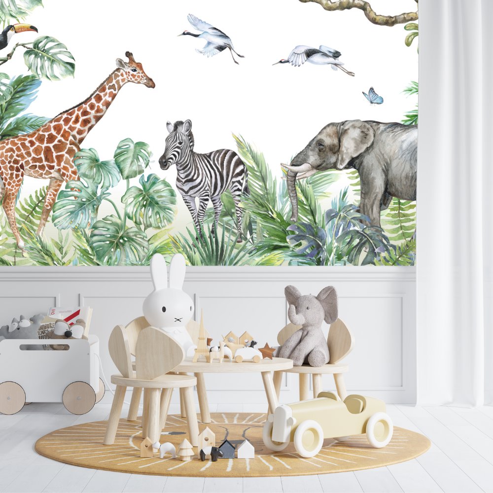 Papier Peint Animaux <br/> Panoramique Jungle Sauvage