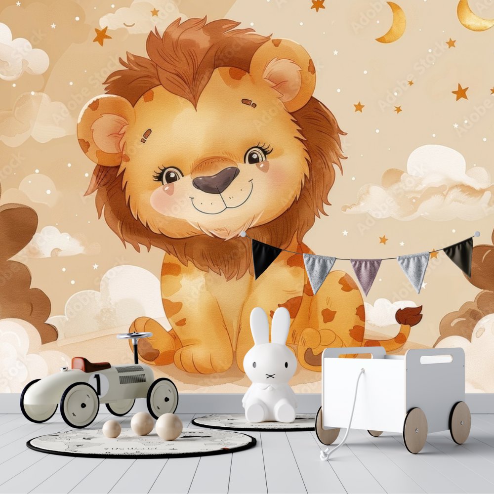 Papier Peint Animaux <br/> Lion et Nuage
