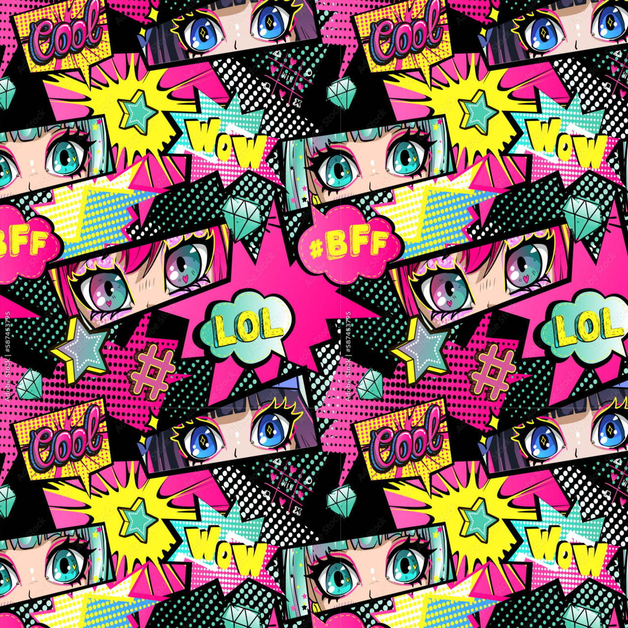 Papier Peint Fille Classique <br/> Kawaii Manga