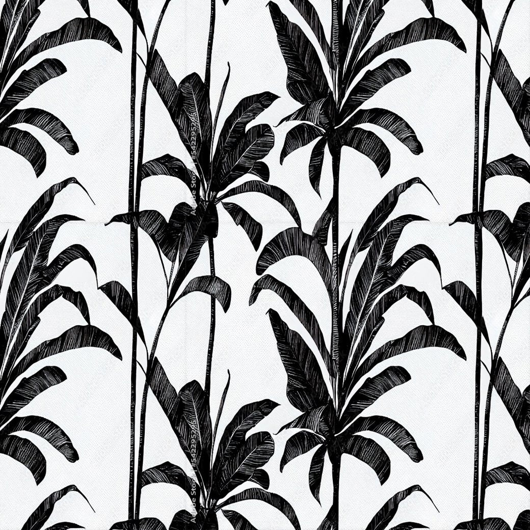 Papier Peint Noir et Blanc <br/> Bananier