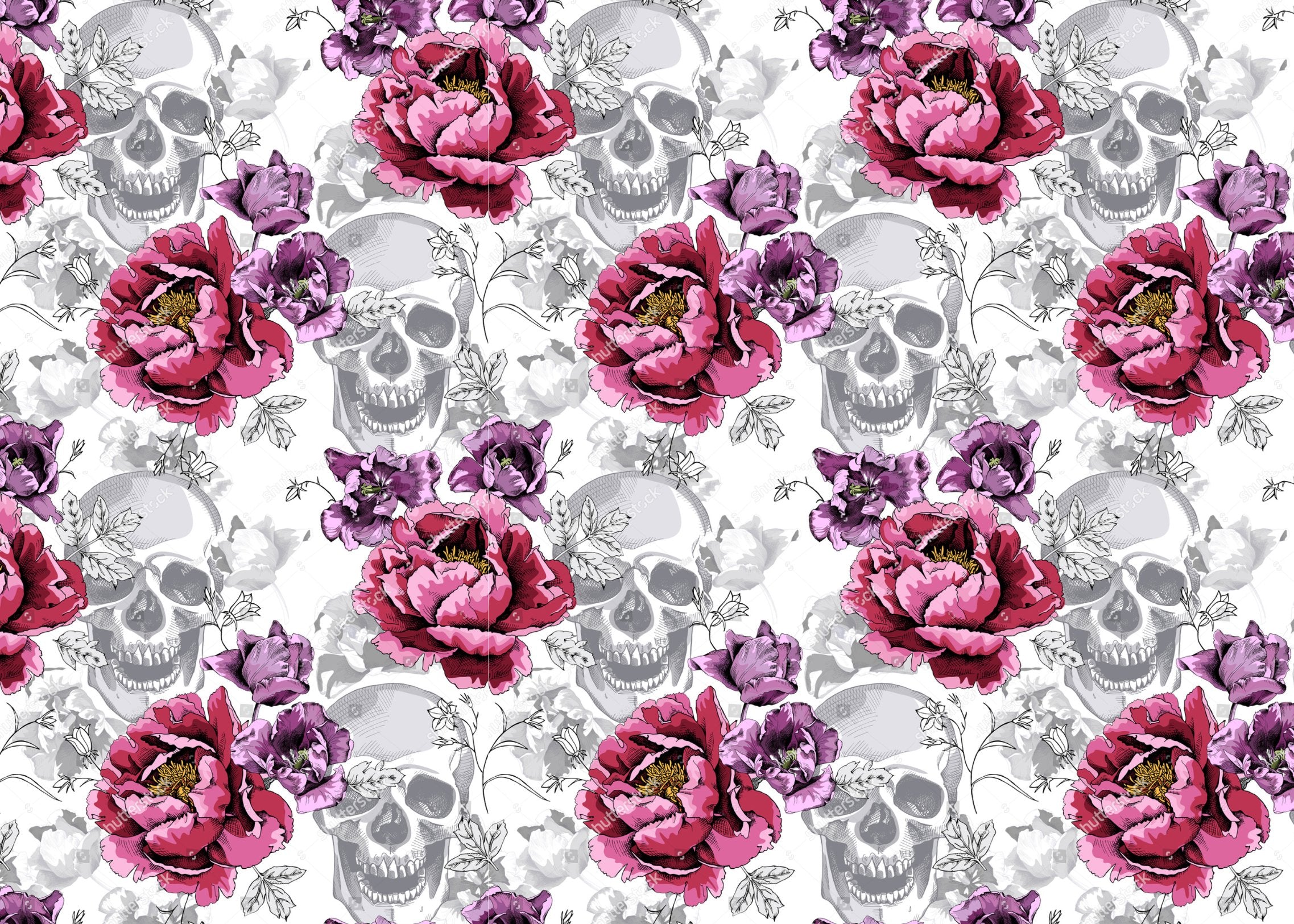 Papier Peint Tête de Mort <br/> Brindille