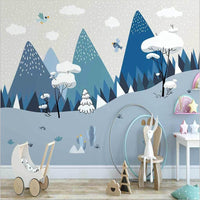 Thumbnail for Papier Peint Garçon Classique <br/> Montagne et Forêt Bleue