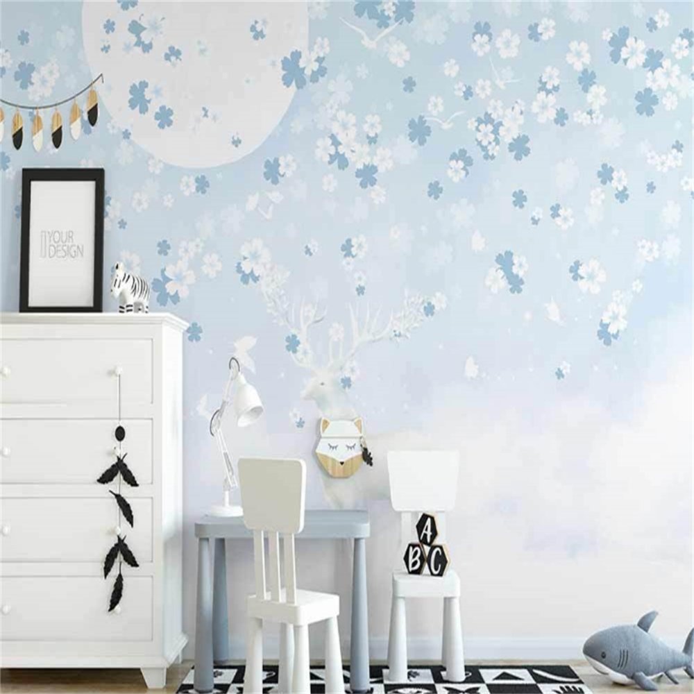 Papier Peint Bébé Classique <br/> Rêve Bleu Petit Bébé