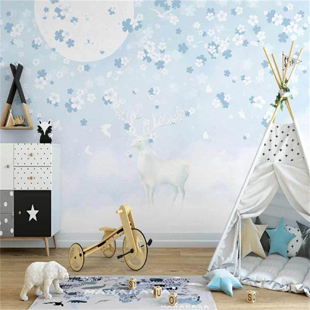 Papier Peint Bébé Classique <br/> Rêve Bleu Petit Bébé