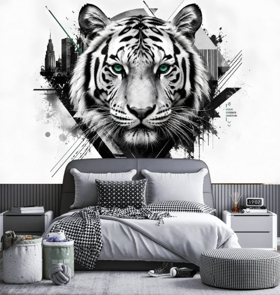 Papier Peint Tigre Blanc | Le Petit Intissé