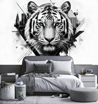 Thumbnail for Papier Peint Tigre Blanc | Le Petit Intissé