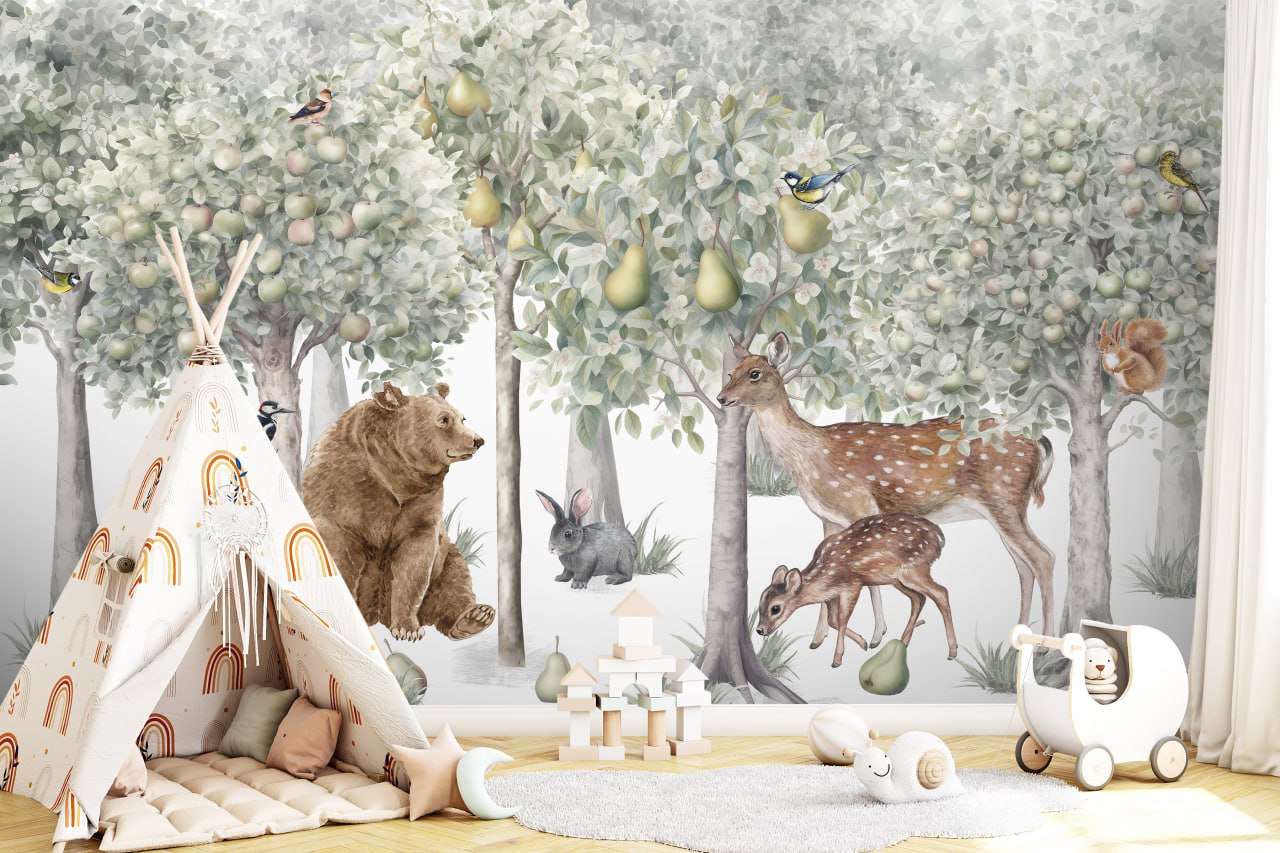 Papier Peint Forêt Ours | Le Petit Intissé