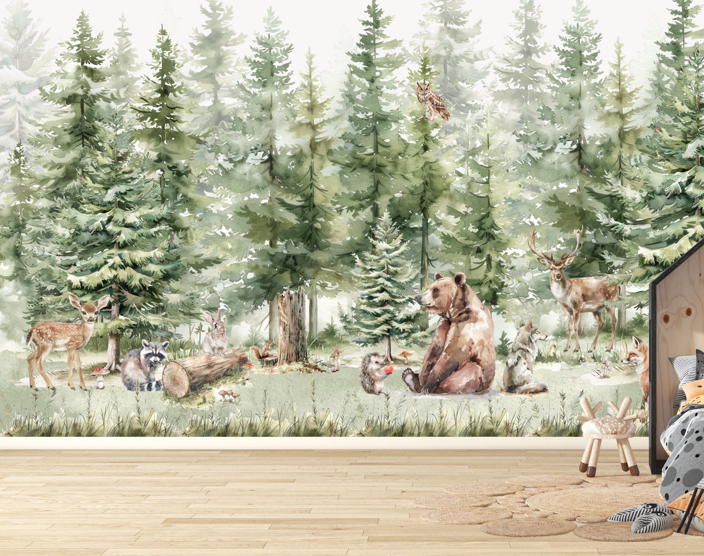 Papier Peint Animaux  <br/> Balade Enchantée dans la Forêt Animale