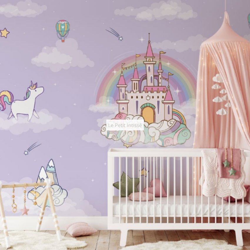 Papier Peint Licorne <br/> Château Princesse et Licorne