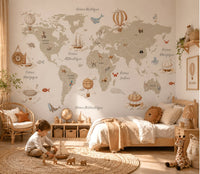 Thumbnail for Papier Peint Carte du Monde <br/> Animaux et Continents