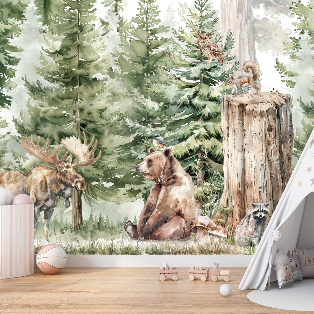 Papier Peint Animaux <br/> Ours Forêt