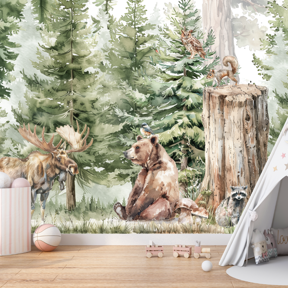 Papier Peint Ours Forêt | Le Petit Intissé