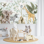 Papier Peint Animaux  <br/> Elégance Eléphant et Girafe