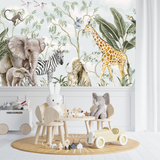 Papier Peint Animaux  <br/> Elégance Eléphant et Girafe