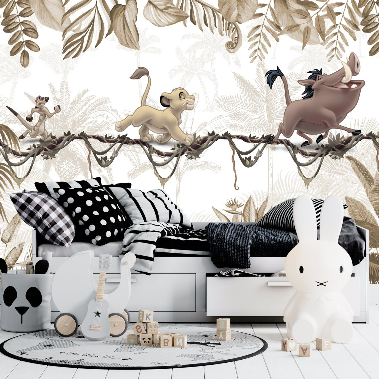 Papier Peint Animaux  <br/> Panoramique Beige Roi Lion