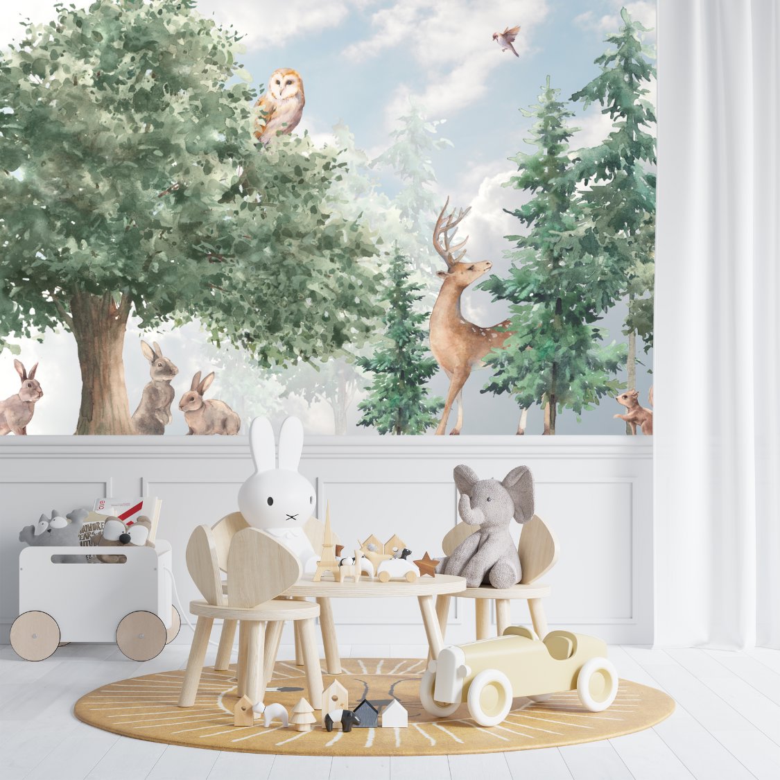 Papier Peint Animaux  <br/> Panoramique Cerf et Forêt