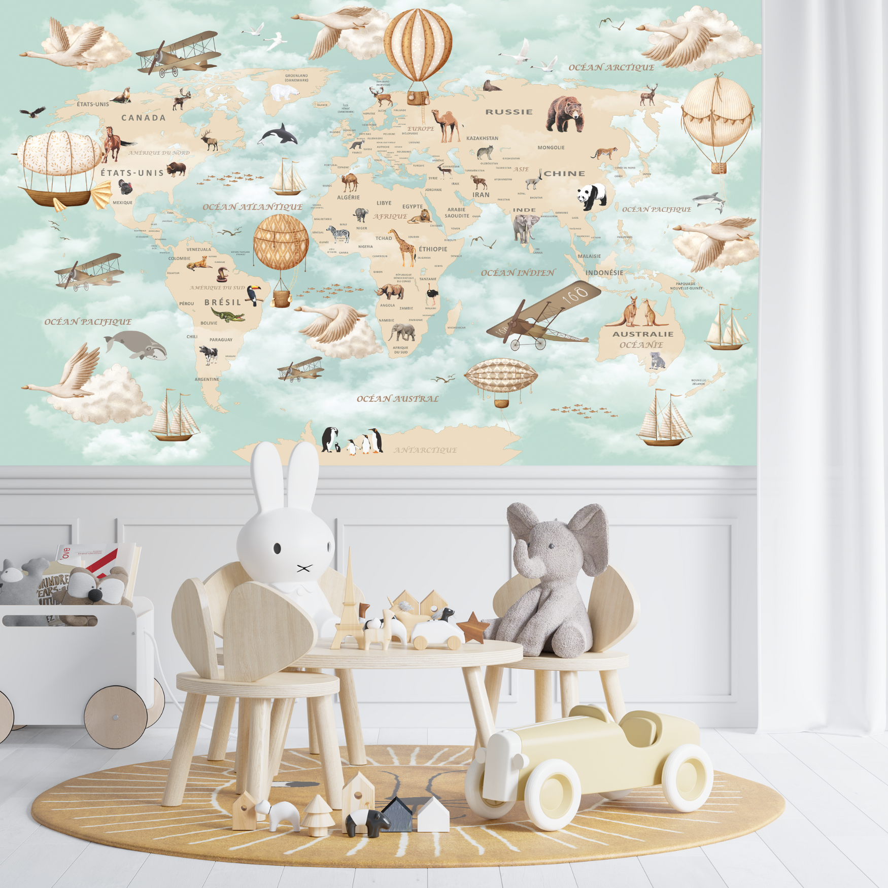 Papier Peint Carte du Monde Français | Le Petit Intissé