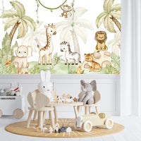 Thumbnail for Papier Peint Animaux  <br/> Jungle Douce Aquarelle