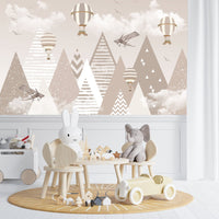 Thumbnail for Papier Peint Avion <br/> Panoramique Montagne Beige