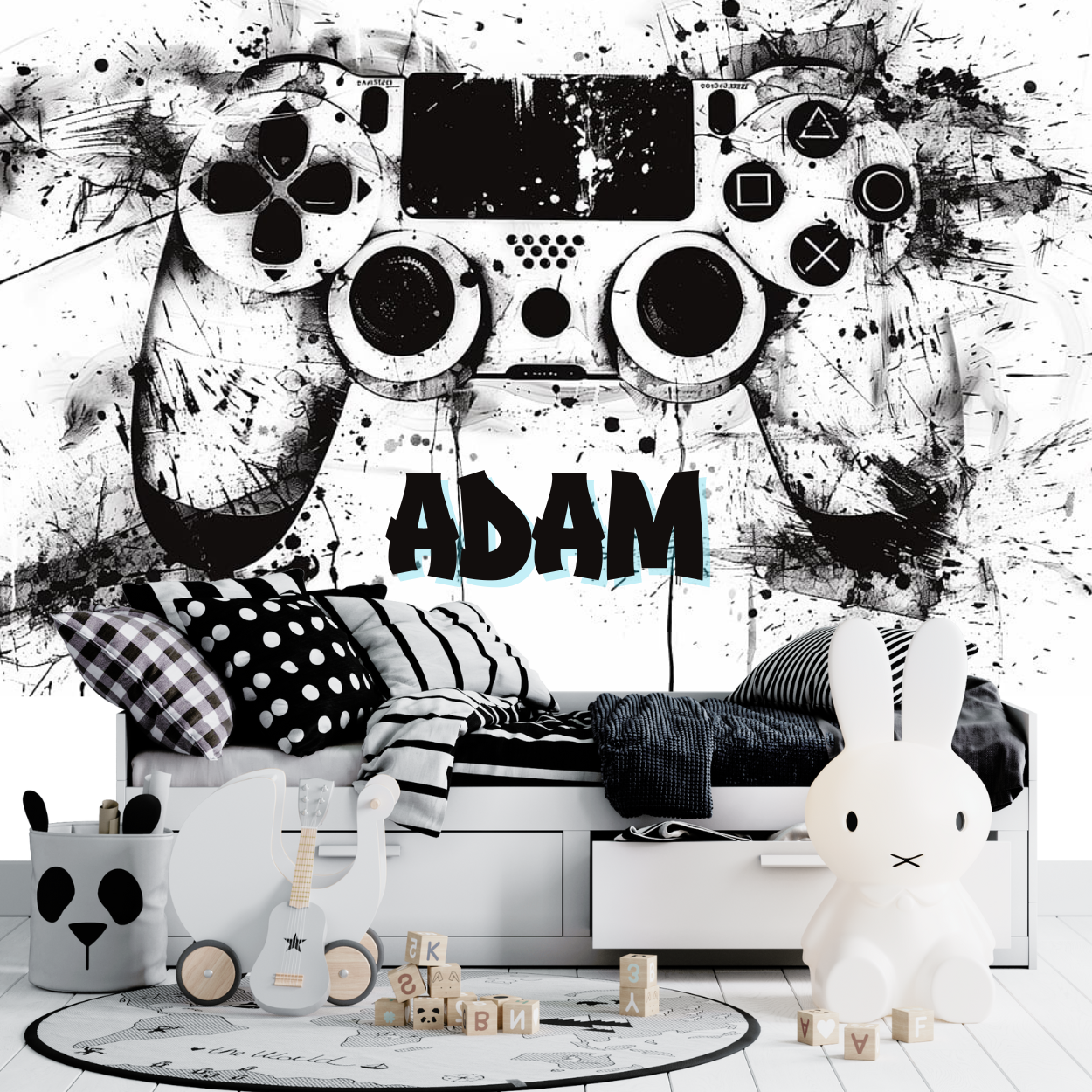 Papier Peint Gamer Noir et Blanc | Le Petit Intissé