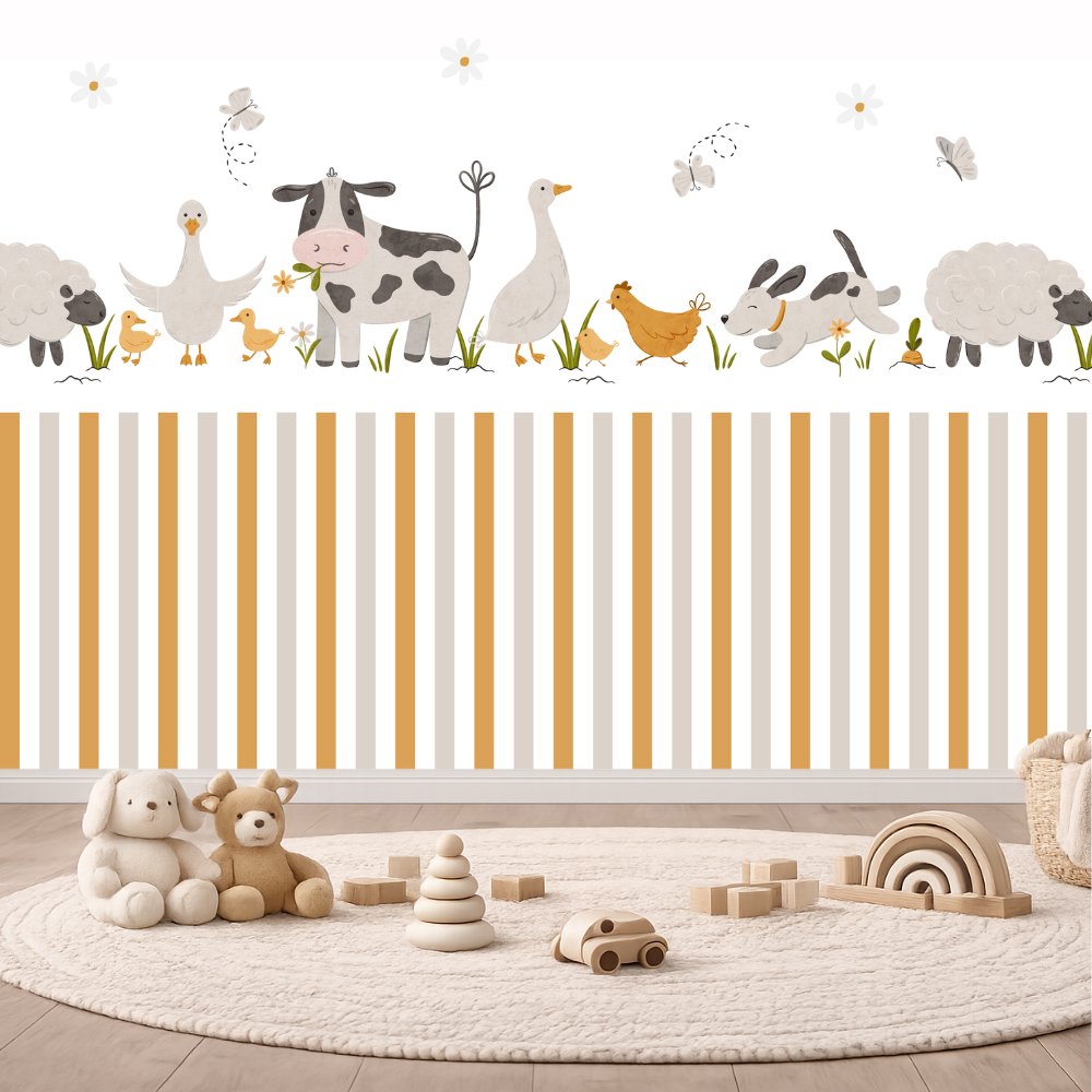 Papier Peint Animaux  <br/> Ferme et Rayures
