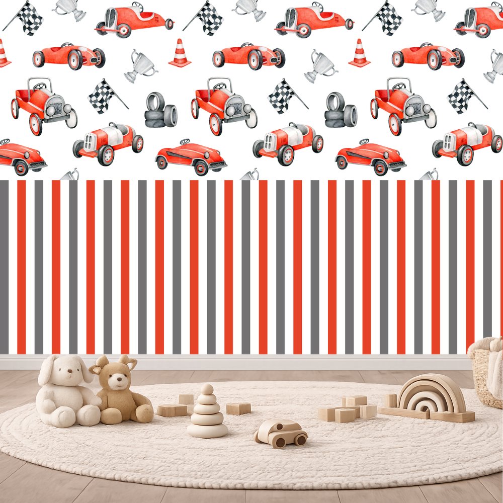 Papier Peint Rayure <br/> Voiture Chambre Enfant