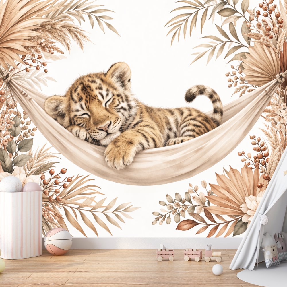 Papier Peint Animaux  <br/> Tigre Endormi Bohème