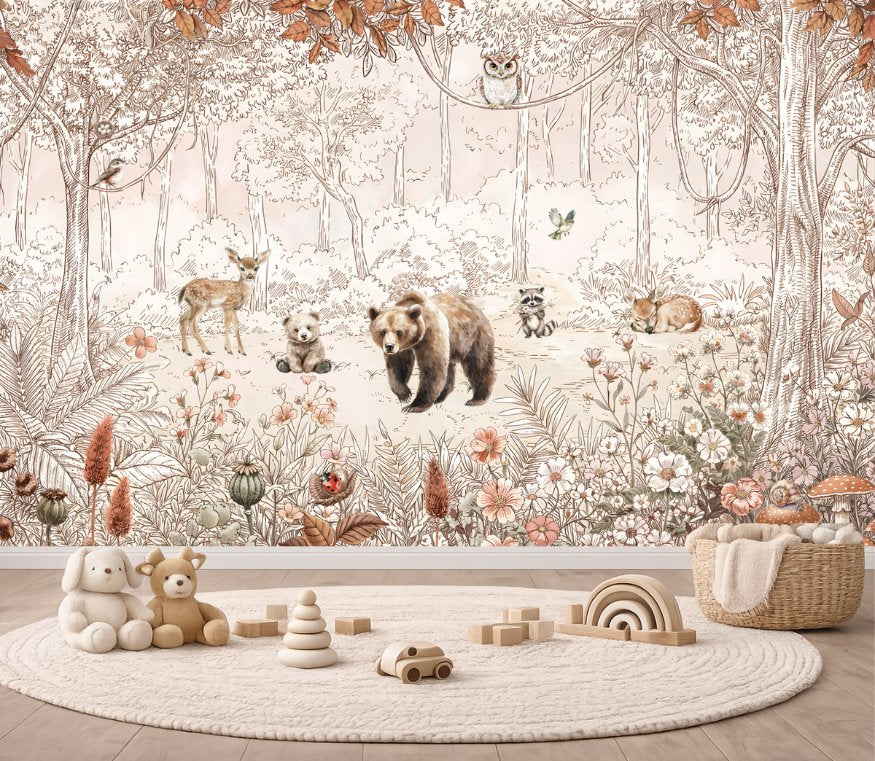 Papier Peint Animaux  <br/> Forêt Poétique Ours