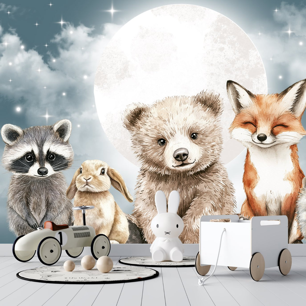 Papier Peint Animaux  <br/> Petits Coquins sous la Lune