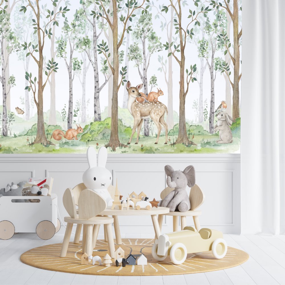 Papier Peint Animaux <br/> Cerf Bois Vert