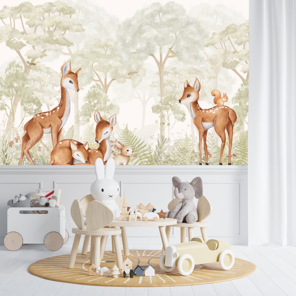Papier Peint Animaux <br/> Forêt et Compagnie des Cerfs