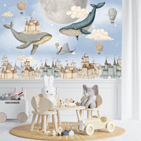 Thumbnail for Papier Peint Marin <br/> Baleines et Châteaux Flottants