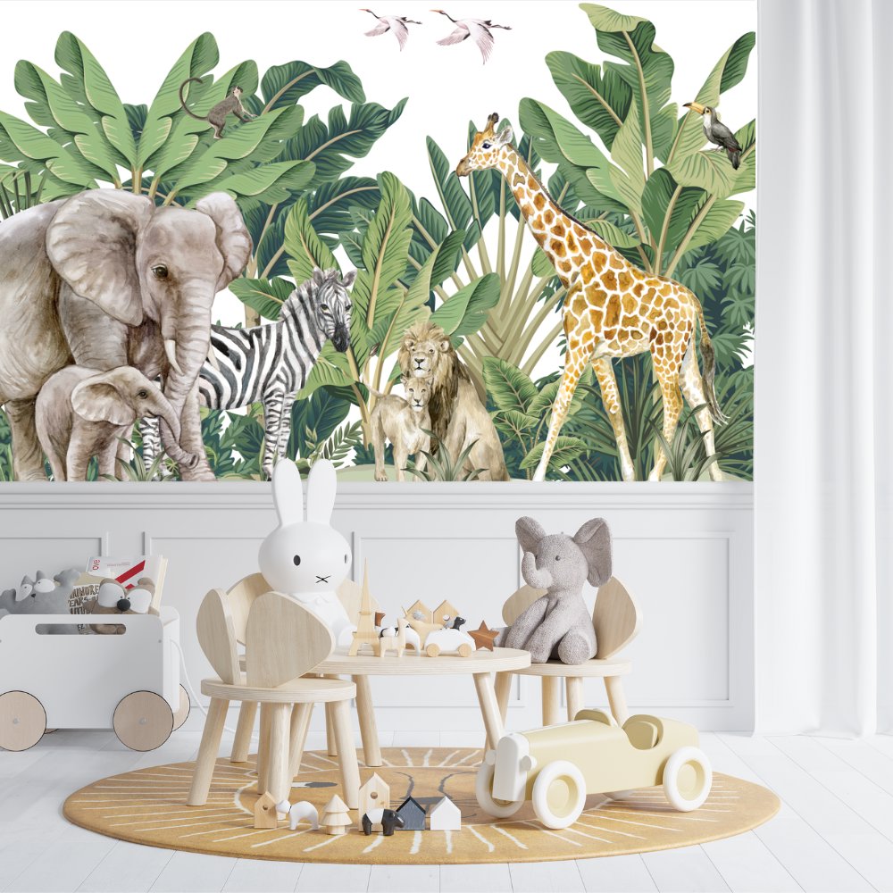 Papier Peint Animaux <br/>  Ambiance Vert et Jungle