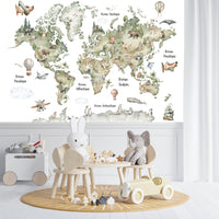 Thumbnail for Papier Peint Carte du Monde <br/> Aquarelle Aventure Avion
