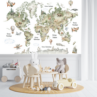 Thumbnail for Papier Peint Chambre Enfant Carte du Monde | Le Petit Intissé