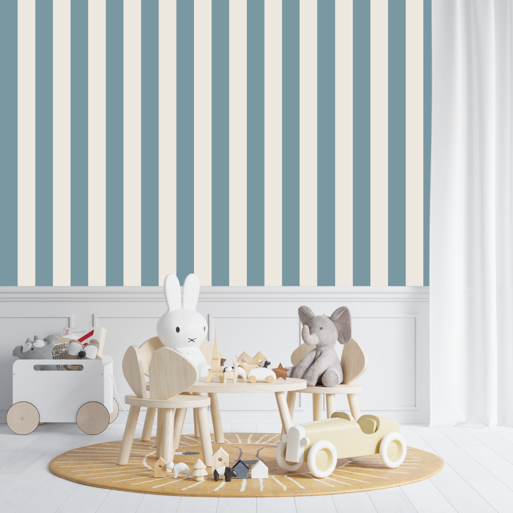 Papier Peint Rayure Bleu | Le Petit Intissé