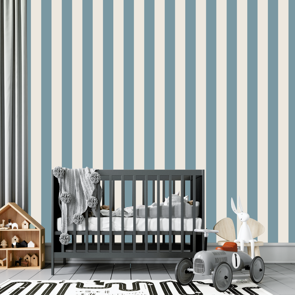 Papier Peint Rayure Bleu | Le Petit Intissé