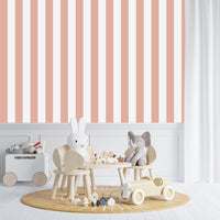 Thumbnail for Papier Peint Bébé Classique <br/> Rayure Rose et Blanc