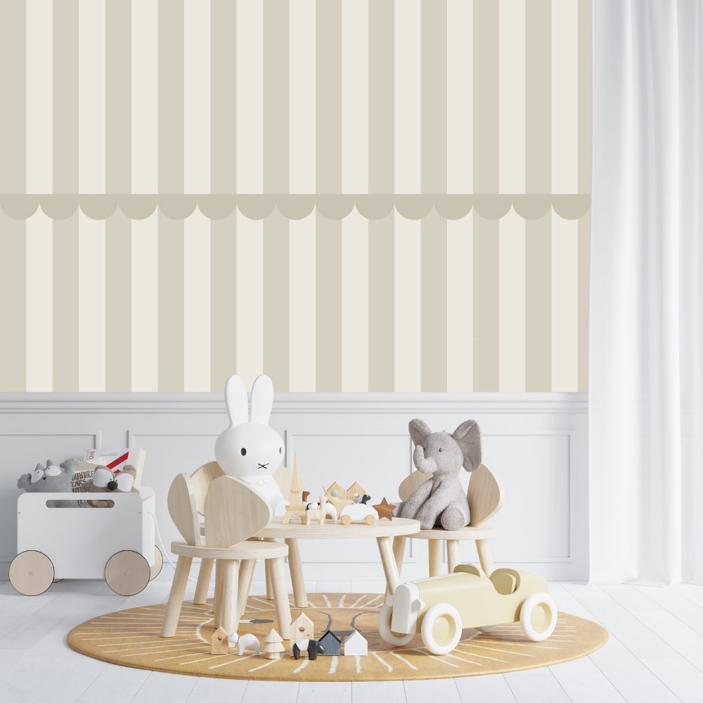 Papier Peint Bébé Classique <br/> Rayure et Tuile Chambre Enfant