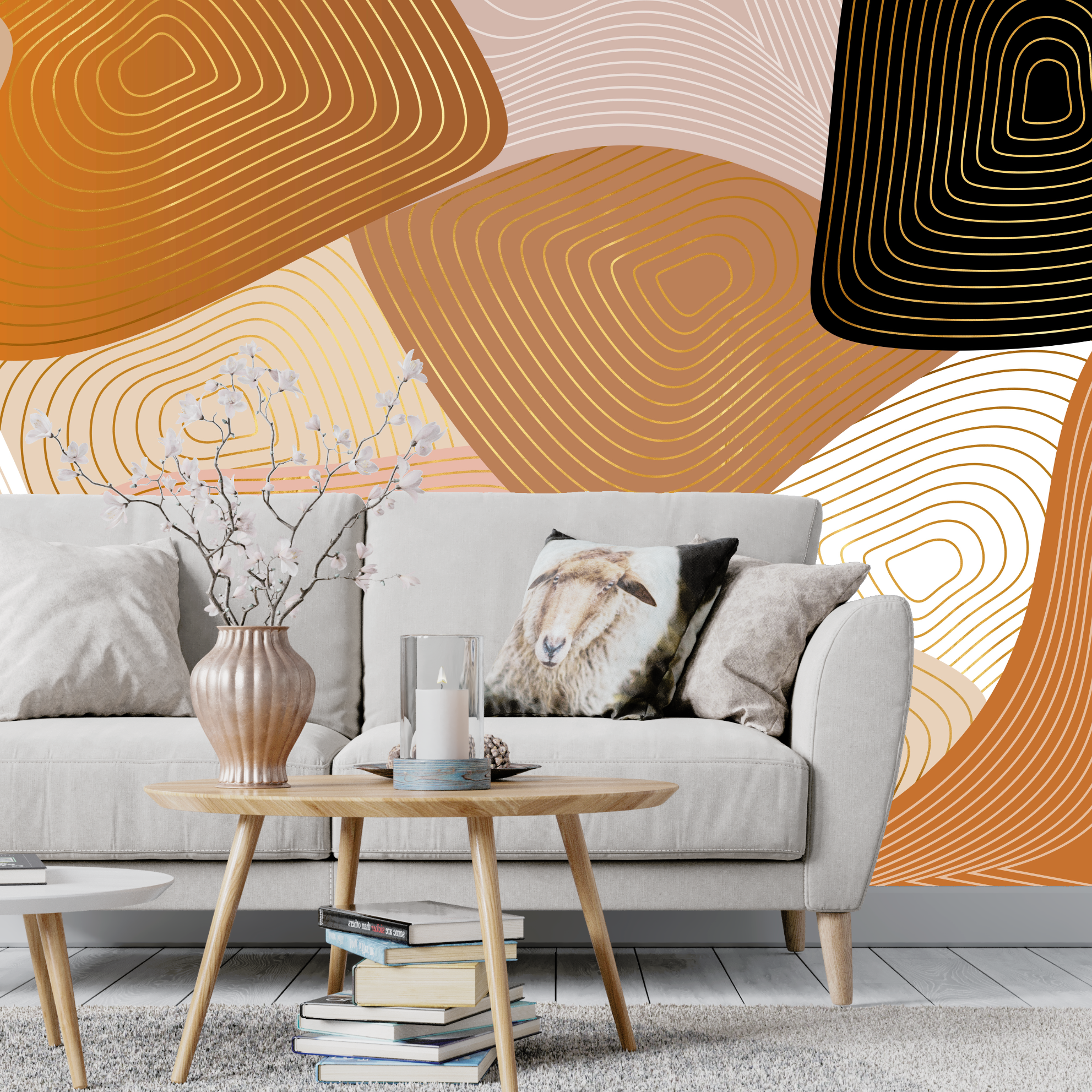Papier Peint Géométrique Terracota | Le Petit Intissé