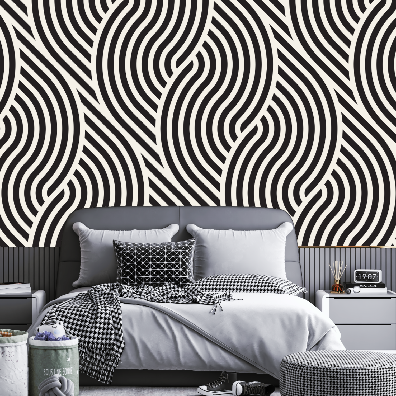 Papier Peint Art Déco Noir et Blanc | Le Petit Intissé