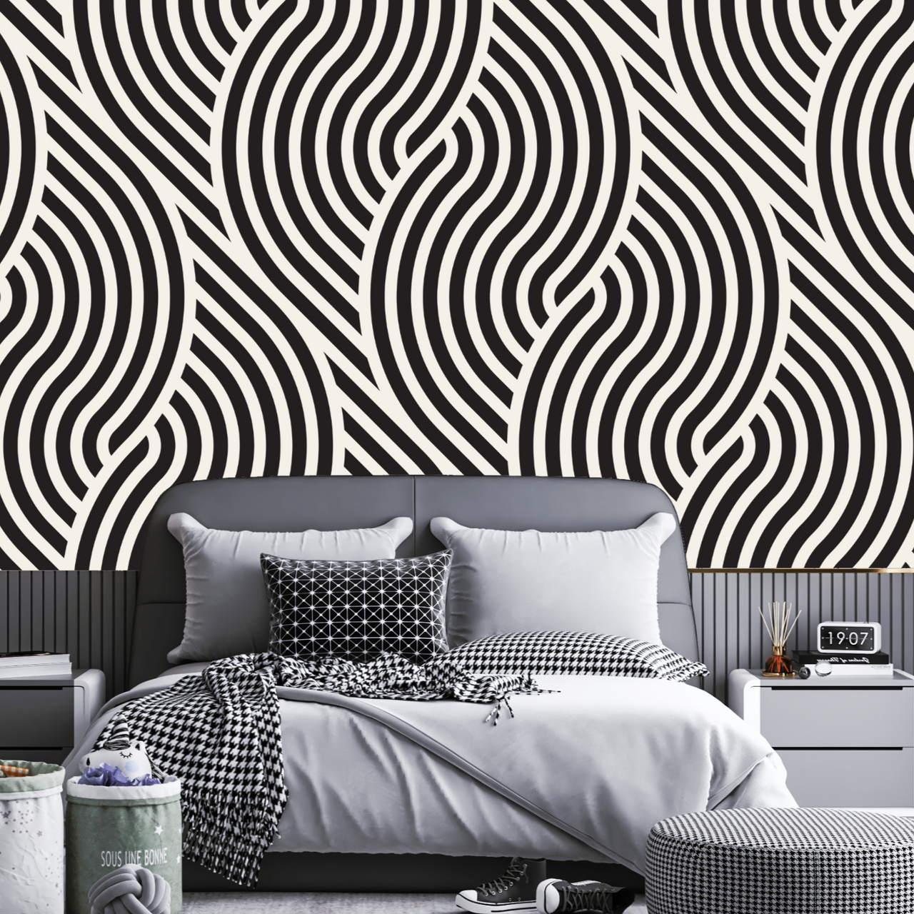 Papier Peint Art Déco Noir et Blanc | Le Petit Intissé