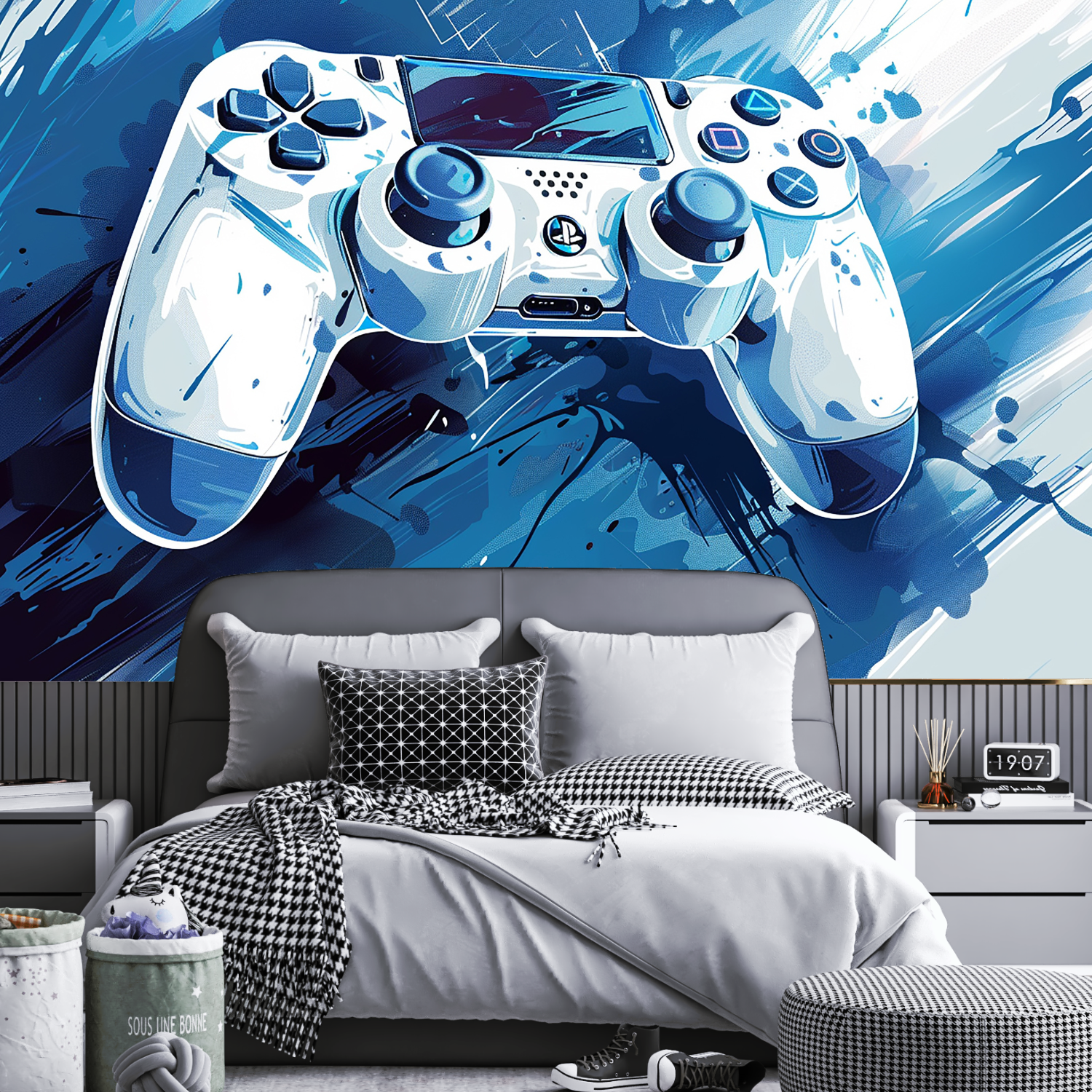 Papier Peint Gamer Bleu | Le Petit Intissé