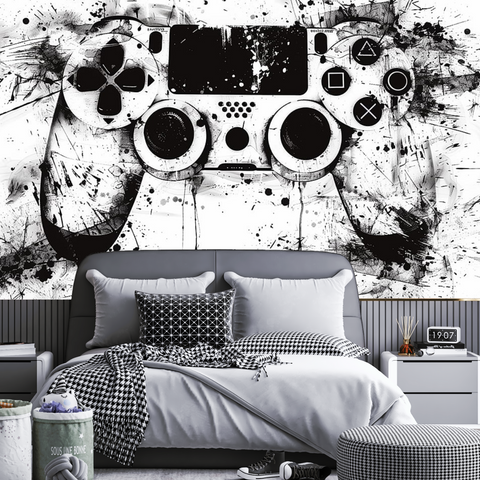 Papier Peint Gamer Noir et Blanc | Le Petit Intissé